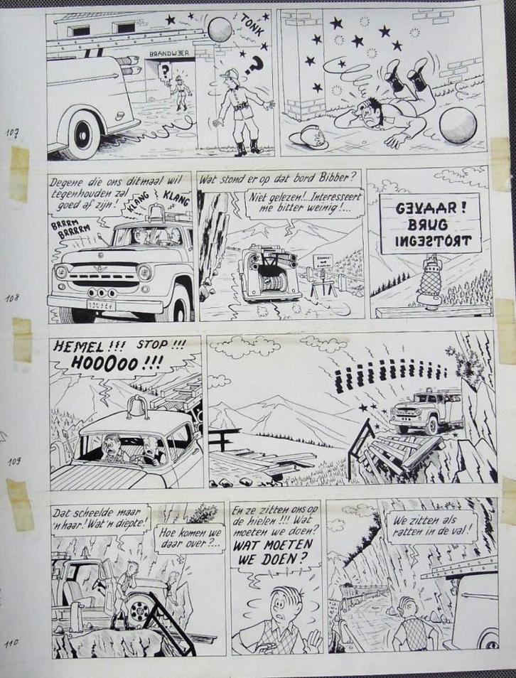 POM - originele pagina PIET PIENTER en BERT BIBBER, Antiek en Kunst, Kunst | Tekeningen en Fotografie, Ophalen of Verzenden