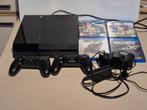 Sony PS4 Slim + draadloze controllers + dual USB charger, Enlèvement, Utilisé, Avec jeux, Avec 2 manettes