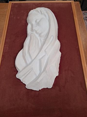 Gipsen reliëf Madonna (kader + beeld) beschikbaar voor biedingen