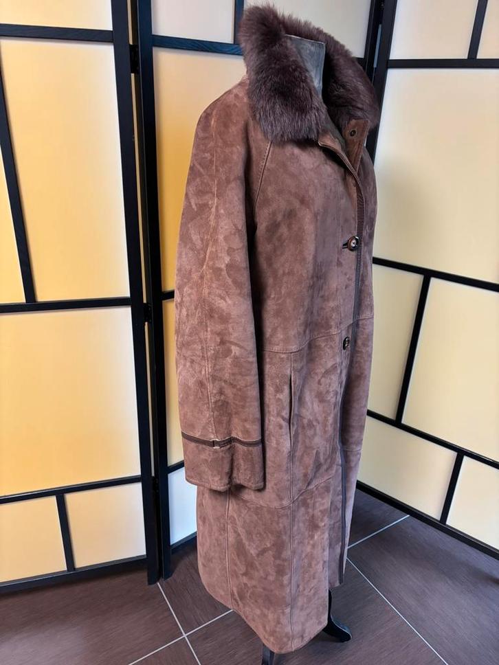 Vintage leder-en schaapsmantel, Kleding | Dames, Jassen | Winter, Zo goed als nieuw, Ophalen