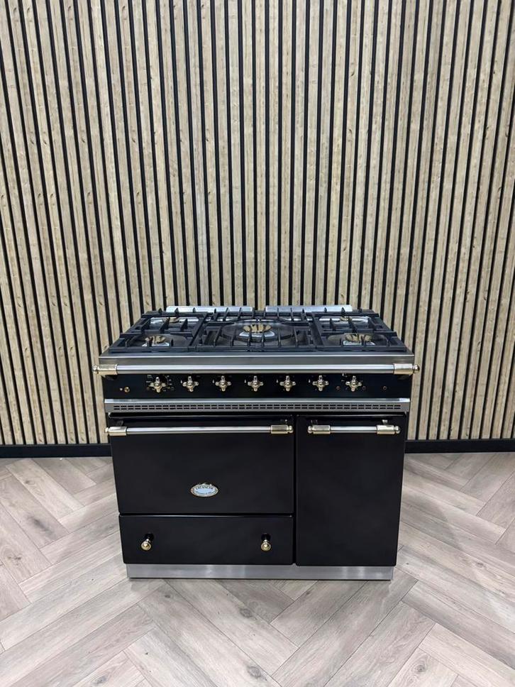 Luxe Lacanche Fornuis Zwart Gas + Messing + Warmhoudkast, Elektronische apparatuur, Fornuizen, Elektrisch, Grill, Ophalen of Verzenden
