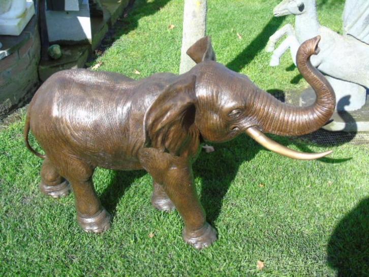 bronzen olifantenbeeld, groot model, hoogte 90, Tuin en Terras, Tuinbeelden, Nieuw, Dierenbeeld, Overige materialen, Ophalen