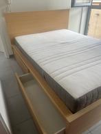 Bed met schuiven en matras, Ophalen, Overige materialen, Bruin, Tweepersoons