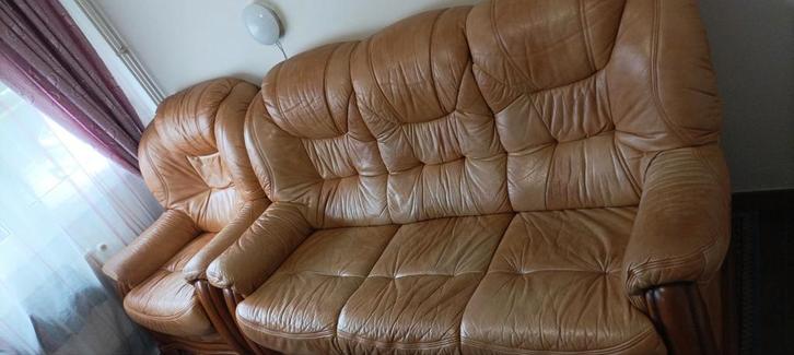 Canapé et fauteuil, Maison & Meubles, Canapés | Salons, Utilisé, Banc droit, Trois personnes, 150 à 200 cm, 75 à 100 cm, Cuir