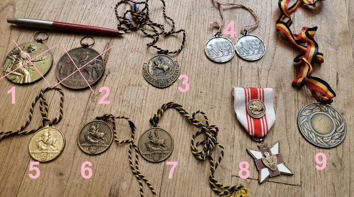 Medailles eretekens BJB wandeltocht bloeddonor ruitertornooi, Antiek en Kunst, Curiosa en Brocante, Ophalen of Verzenden