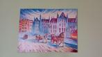 Olieverfschilderij "Brugge", Antiquités & Art, Art | Peinture | Classique, Enlèvement ou Envoi