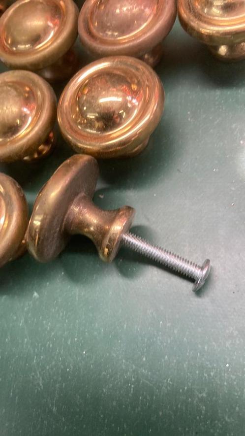 Messing knopjes als meubel handgrepen, Doe-het-zelf en Bouw, Hang- en Sluitwerk, Zo goed als nieuw, Klink of Kruk, Koper of Messing