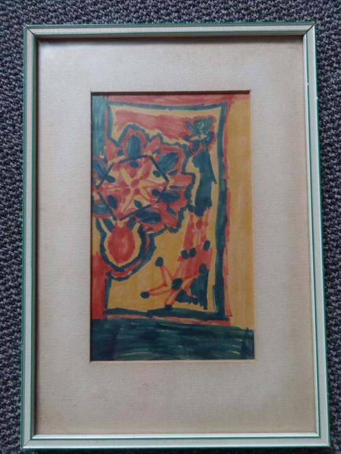 Werk op papier, ingelijst 29x21 cm, Bram Van Velde ?, Antiek en Kunst, Kunst | Schilderijen | Abstract, Verzenden