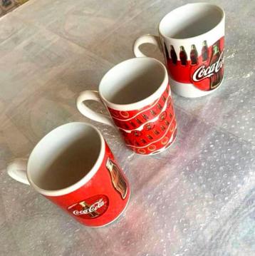 3 tasses Coca Cola 1997, bol, tasse collection Retro Vintage disponible aux enchères