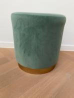 Groene poef velvet met messing voet, Ophalen, Zo goed als nieuw