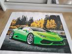 Geschilderde canvas poster Lamborghini, Maison & Meubles, Peinture, Moins de 50 cm, Enlèvement ou Envoi, 50 à 75 cm