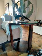 Stijlvolle art deco bijzettafel met glazen blad, Antiek en Kunst, Ophalen