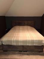Boxspring Bed + Hoofdbord  Mooie Staat  Comfortabel & Stevig, Ophalen, Bruin, Zo goed als nieuw, 180 cm