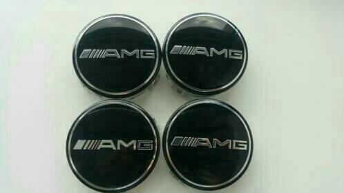 Mercedes Benz Amg naafdoppen dia 75 mm zwart/zilver, Auto diversen, Wieldoppen, Nieuw, Ophalen of Verzenden