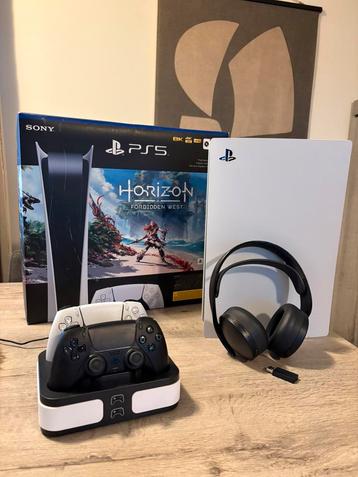 Playstation 5 digital edition 825GB met accesoires, Enlèvement, Comme neuf, Playstation 5 Digital