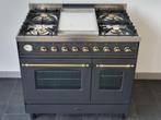 🍀 Luxe Fornuis Boretti 90 cm antraciet messing 2 ovens, Elektronische apparatuur, 60 cm of meer, 5 kookzones of meer, Vrijstaand