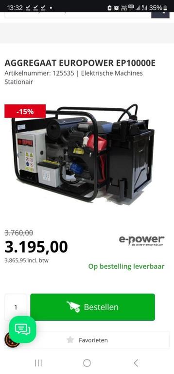 Stroomgroep 10kva Europower Honda beschikbaar voor biedingen