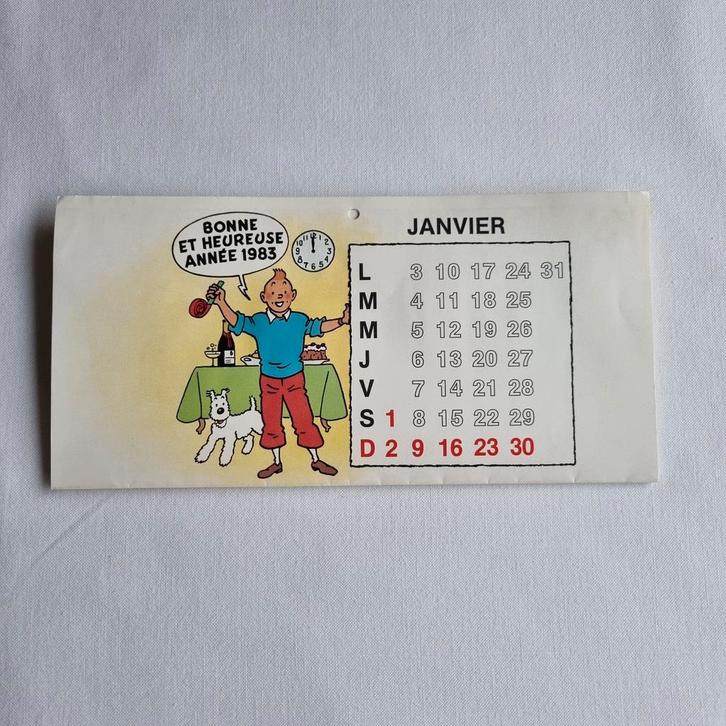 Tintin - C Voeux-Calendrier dépliante 1983, Boeken, Stripverhalen, Zo goed als nieuw, Ophalen