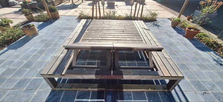 Dubbele stevige tuinbank / ligstoel Thermowood, Tuin en Terras, Tuinbanken, Ophalen