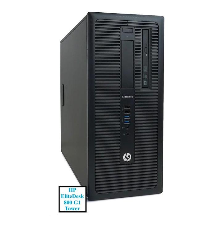 HP EliteDesk 800 G1 Tower, Informatique & Logiciels, Ordinateurs de bureau, Reconditionné, 3 à 4 Ghz, SSD, 8 GB, Enlèvement