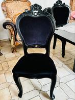Zwart en velvet, Vijf, Zes of meer stoelen, Gebruikt, Hout, Zwart