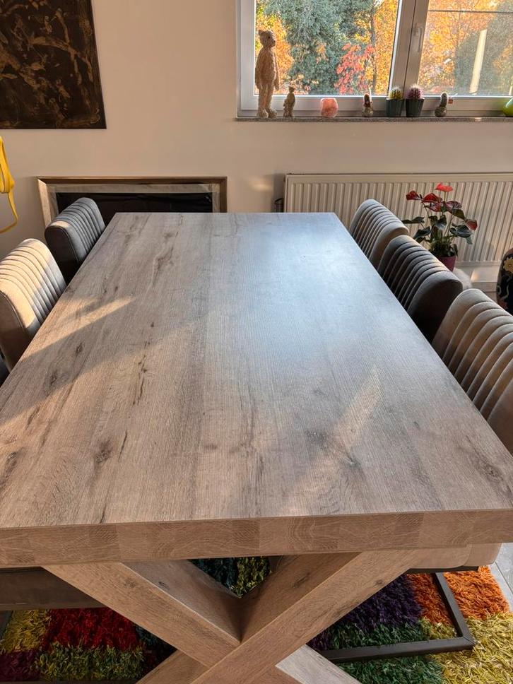 Eettafel met 6 stoelen + salontafel, Huis en Inrichting, Tafels | Eettafels, Zo goed als nieuw, Ophalen