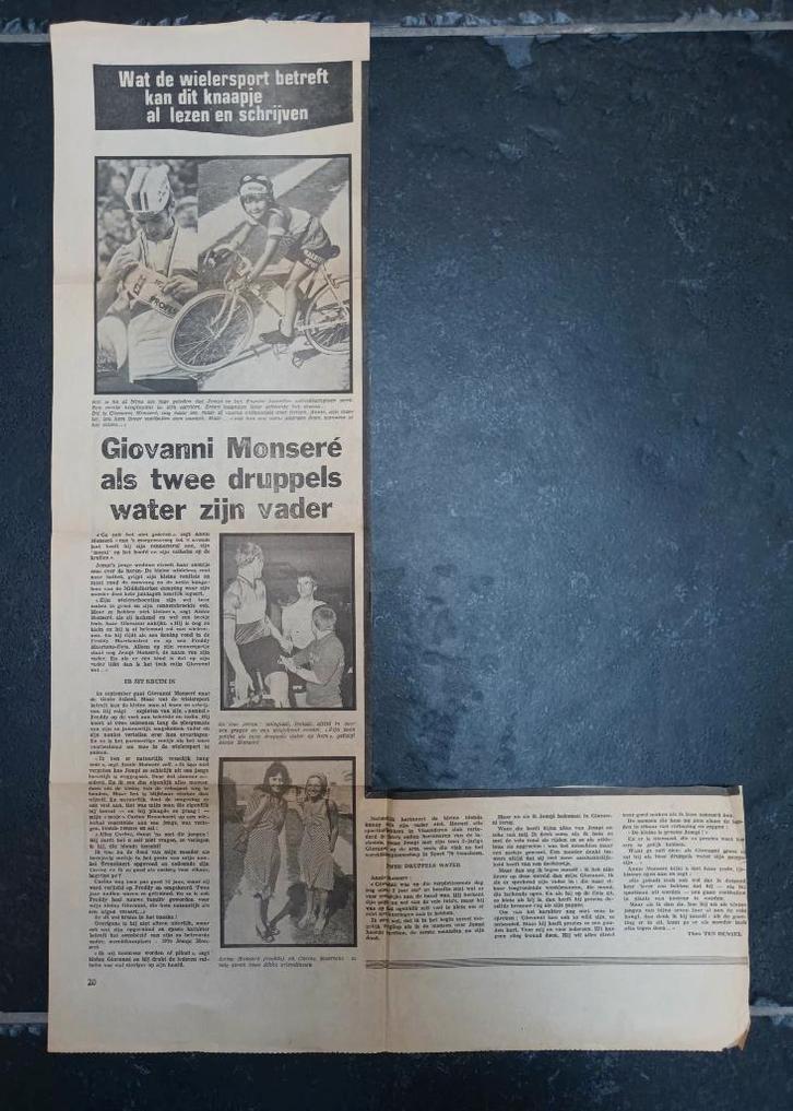 Article de journal - Fils Jempi Monseré (1975), Collections, Articles de Sport & Football, Comme neuf, Envoi