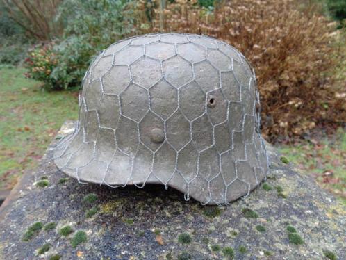 WO 2 D helm M35 met kippendraad, Verzamelen, Militaria | Tweede Wereldoorlog, Landmacht, Helm of Baret, Ophalen of Verzenden