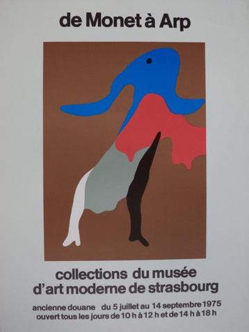 VTG Affiche lithotypie expo 1975 'de MONET à ARP' Strasbourg