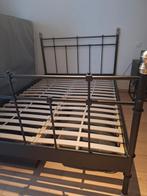 Lit en métal noir (140x200 cm) + sommier à lattes, Queen size, 140 cm, Enlèvement, Noir