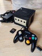 Nintendo gamecube zwart met controller en memory card, Games en Spelcomputers, Ophalen of Verzenden, Zo goed als nieuw, Zwart