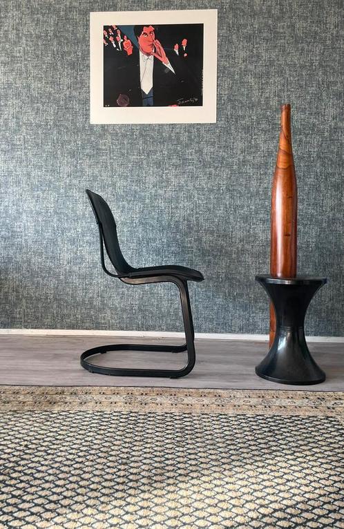 4x Willy Rizzo “All-Black” chairs for Cidue, ca 70s, Antiek en Kunst, Antiek | Meubels | Stoelen en Sofa's, Ophalen of Verzenden