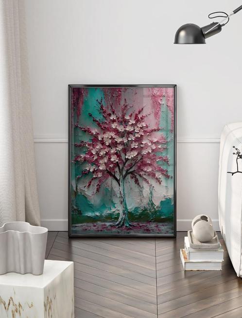 XXL Glasschilderij | Asian Bloom Breeze - 6 sizes, Huis en Inrichting, Woonaccessoires | Schilderijen, Tekeningen en Foto's, Nieuw