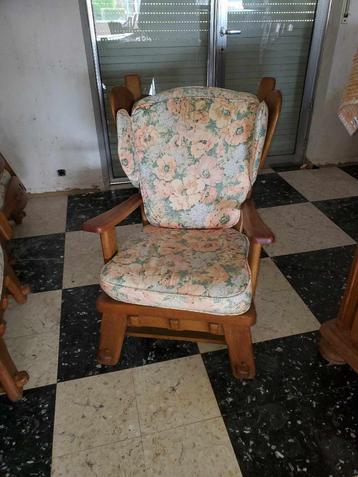 4 fauteuils rustiques chêne et tissus