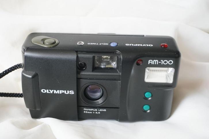 OLYMPUS AM-100 + Olympus 35mm 3.5-lens (analoog), Audio, Tv en Foto, Fotocamera's Analoog, Gebruikt, Spiegelreflex, Olympus, Ophalen of Verzenden