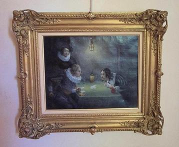Peinture a l'huile représentant des joueurs de cartes  beschikbaar voor biedingen