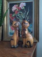 Couple de chats en bois, Enlèvement ou Envoi, Comme neuf, Chien ou Chat, Bois ou Tête