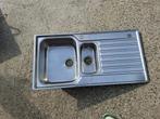 dubbele Inox spoelbakken + keukenkranen, Ophalen, Gebruikt, Overige kleuren, 100 tot 150 cm