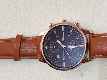 Montre Quartz Neuve - Bracelet Cuir 24 cm - Cadran 35 mm beschikbaar voor biedingen