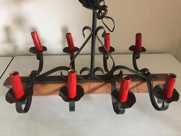 Rustieke kroonluchter massief eikenhout&smeedijzer 8 lampen beschikbaar voor biedingen