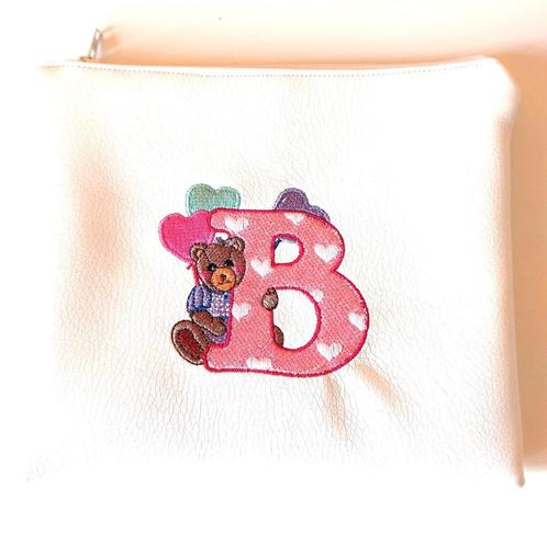 Toilettas met teddybeer en initiaal B, Handtassen en Accessoires, Toilettassen, Nieuw, Jongen of Meisje, Wit, Ophalen of Verzenden