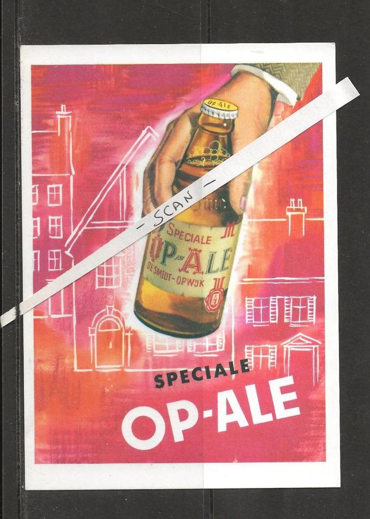 Bier-Brasserie-Brouwerij-De Smedt-Op-Ale-Opwijk-Reclamekaart, Verzamelen, Biermerken, Zo goed als nieuw, Reclamebord, Plaat of Schild