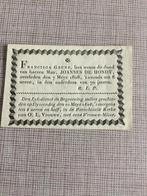 Doodsprentje van J.De Hondt 1738 +1808 (F.Geuns) Brugge, Verzamelen, Bidprentjes en Rouwkaarten, Verzenden, Bidprentje