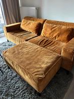 Goudkleurige velvet bank, Ophalen, Tweepersoons, 75 tot 100 cm, Zo goed als nieuw