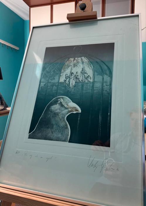 Origineel werk van Hasseltse Vicky Gruyters -ingekaderd, Antiek en Kunst, Kunst | Litho's en Zeefdrukken, Ophalen