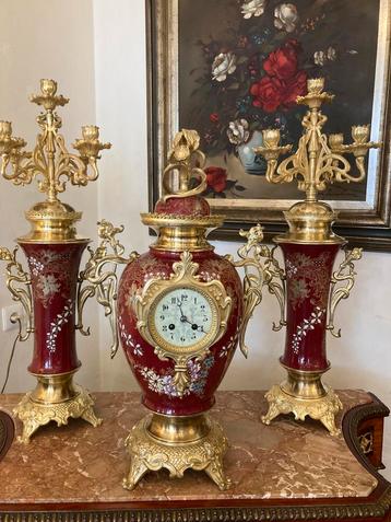 Groot brons met porselein vazenstel jugendstil 80 cm hoog beschikbaar voor biedingen