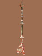 Kerkantiek grote zware koperen Paaskaars-kandelaar., Enlèvement, Cuivre ou Bronze