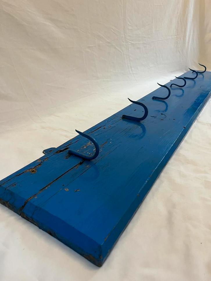 Vintage blauw wandrek, Huis en Inrichting, Woonaccessoires | Kapstokken, Gebruikt, Hout, Ophalen
