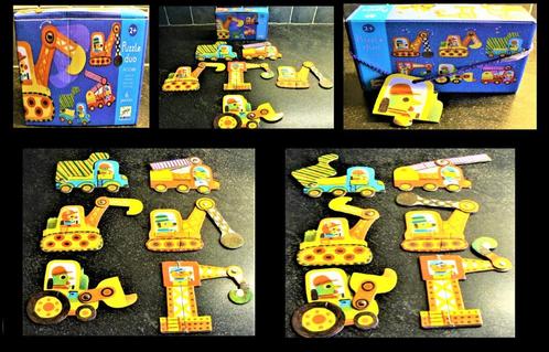Puzzle duo véhicules articulés par Djeco, Kinderen en Baby's, Speelgoed | Educatief en Creatief, Zo goed als nieuw, Bouwen, Puzzelen
