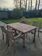 Tuintafel met 4 stoelen hardhout teak, Tuin en Terras, Ophalen, 4 zitplaatsen, Gebruikt, Hardhout